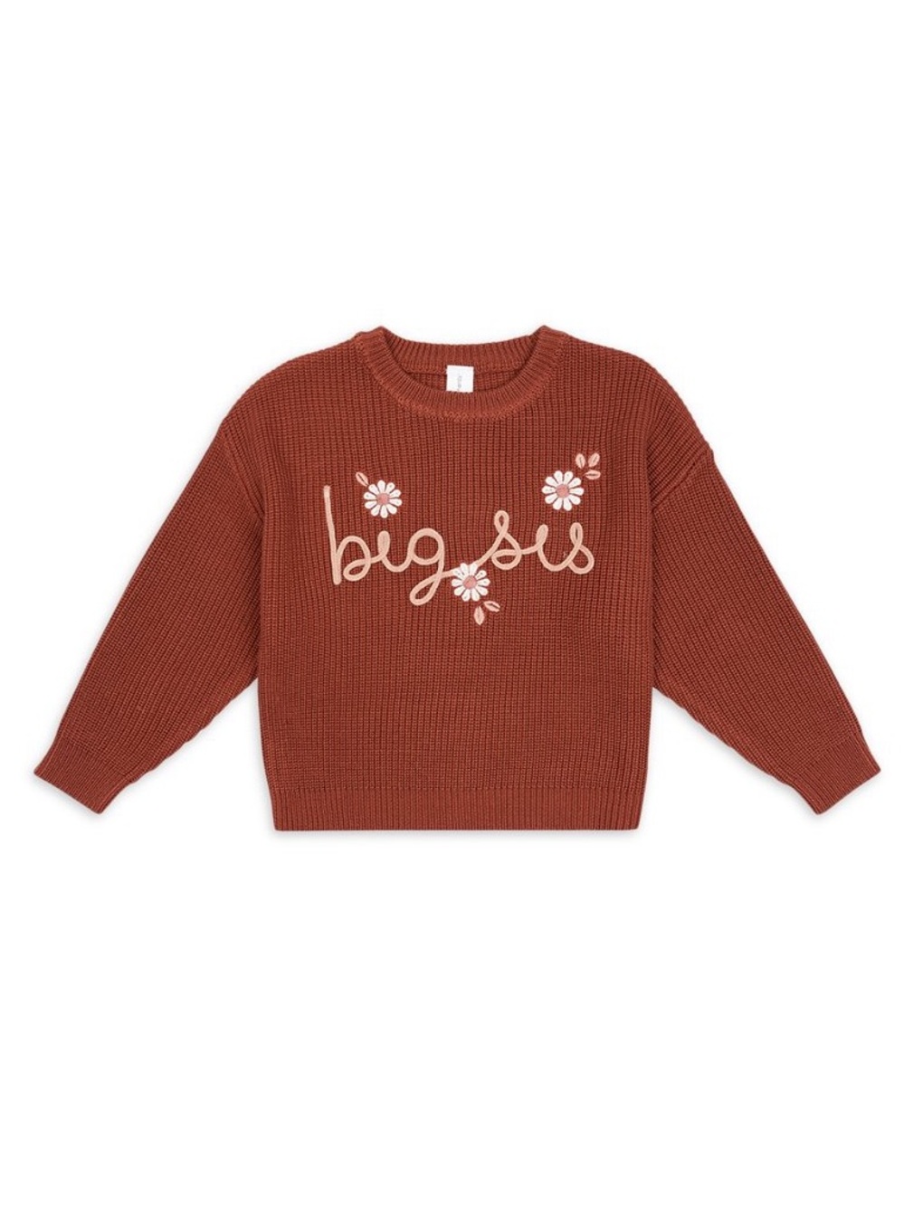 Modern Moments by Gerber Big Sis Chunky Knit Sweater with Floral Embroidery 4T